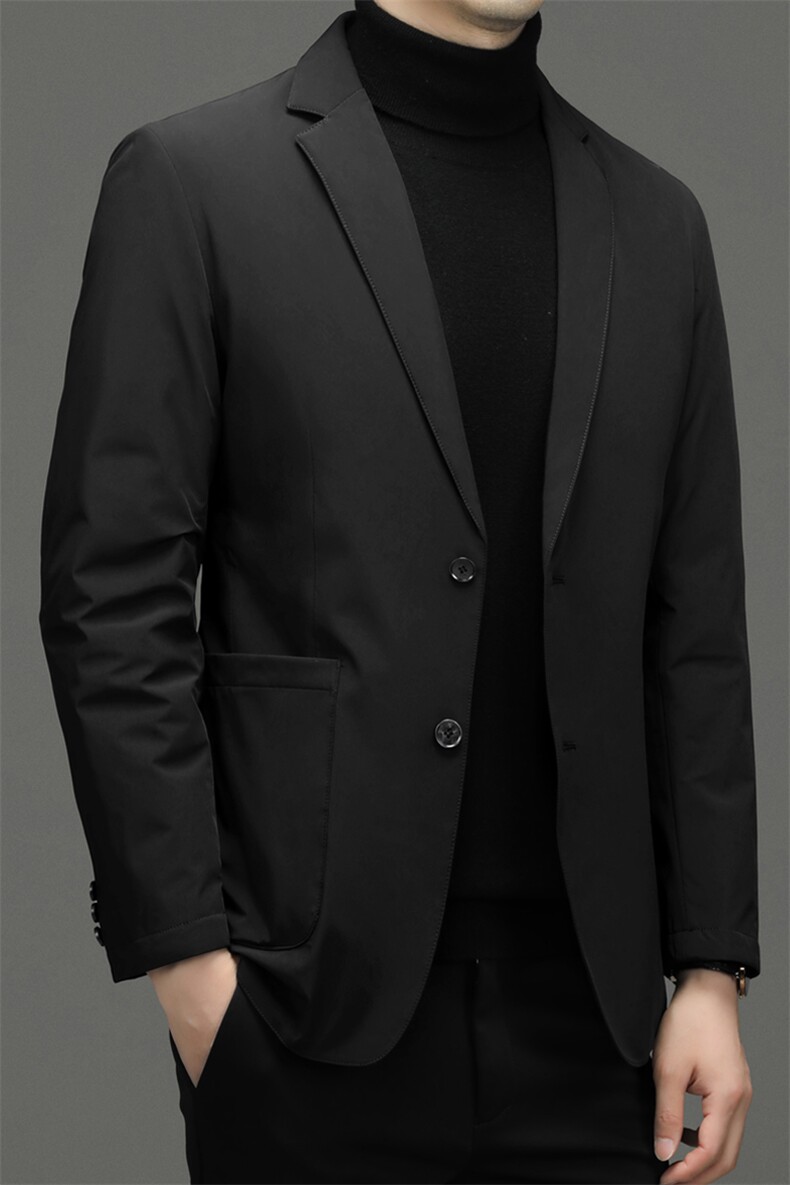 羽绒服男士纯色西装冬季加厚保暖新款中年商务休闲西服外套男装,男装西服,电商B212（原钱塘6029）