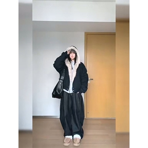 现货高品质美式高街冬季重磅硬挺短款座山雕毛领棉衣男女加厚外套图片