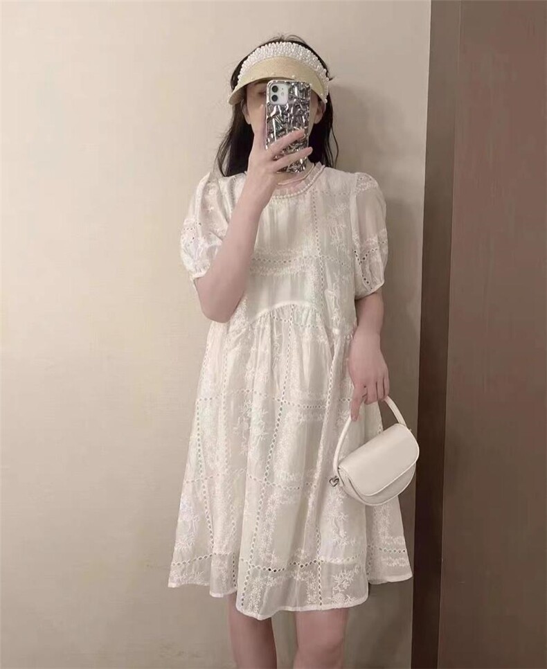 提花连衣裙，女装连衣裙，吉之红