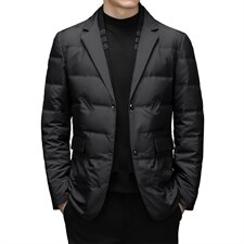 羽绒西服男中年男加厚外套爸爸装商务休闲冬装上衣YYYR088-P218，男装羽绒服，电商B212（原钱塘6029）
