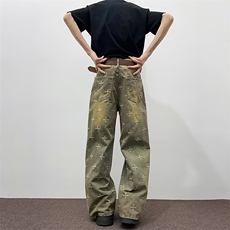 黑灰色版型牛仔裤男女直筒微喇cleanfit长裤潮流新款RK3114-P46，男装牛仔裤，星座412-3