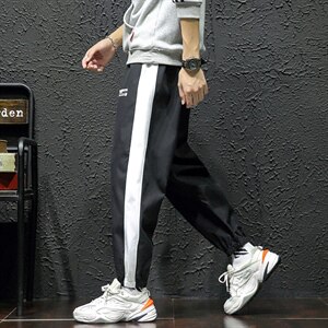 2021秋季新瓷砖墙日系大码男印花条纹运动九分裤休闲裤K2078-P30图片