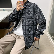 2021春秋季新款男士衬衫宽松复古潮流韩版衬衣202-7-GC05，男装衬衫，星座1302