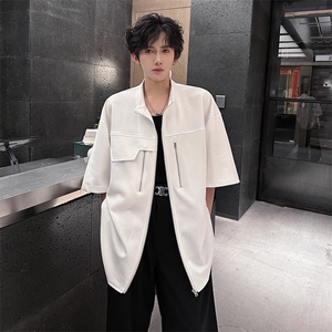 夏季宽松美式短袖T恤潮开衫设计感小众半袖XZ808B-WH029-P50图片