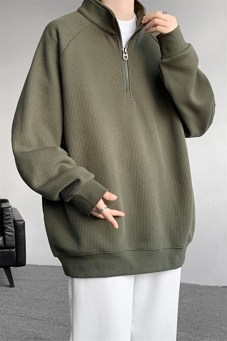 8XL-M特大码卫衣男纯色百搭条纹肌理立领拉链长袖T恤男WY08P55,男装T恤,电商D206-1