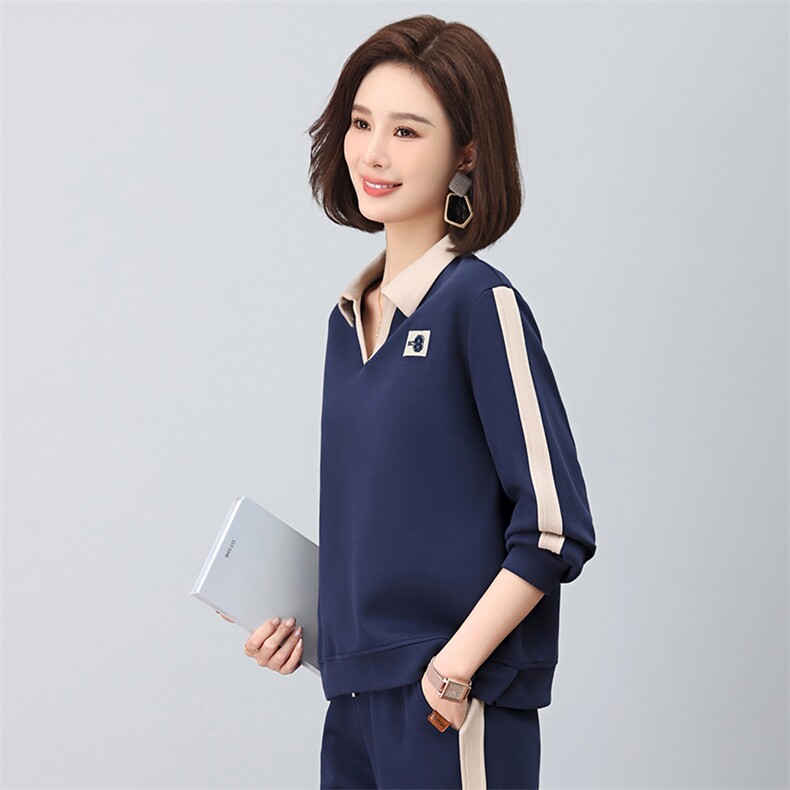2023秋新款时尚拼色刺绣宽松卫衣女,女装卫衣/绒衫,依恋蒂丝