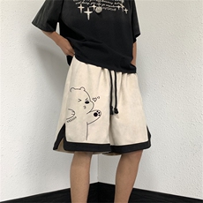 电商DSA028-DK232K307P40抖音品质高街重磅印花鹿皮绒短裤男，男装牛仔裤，电商A028
