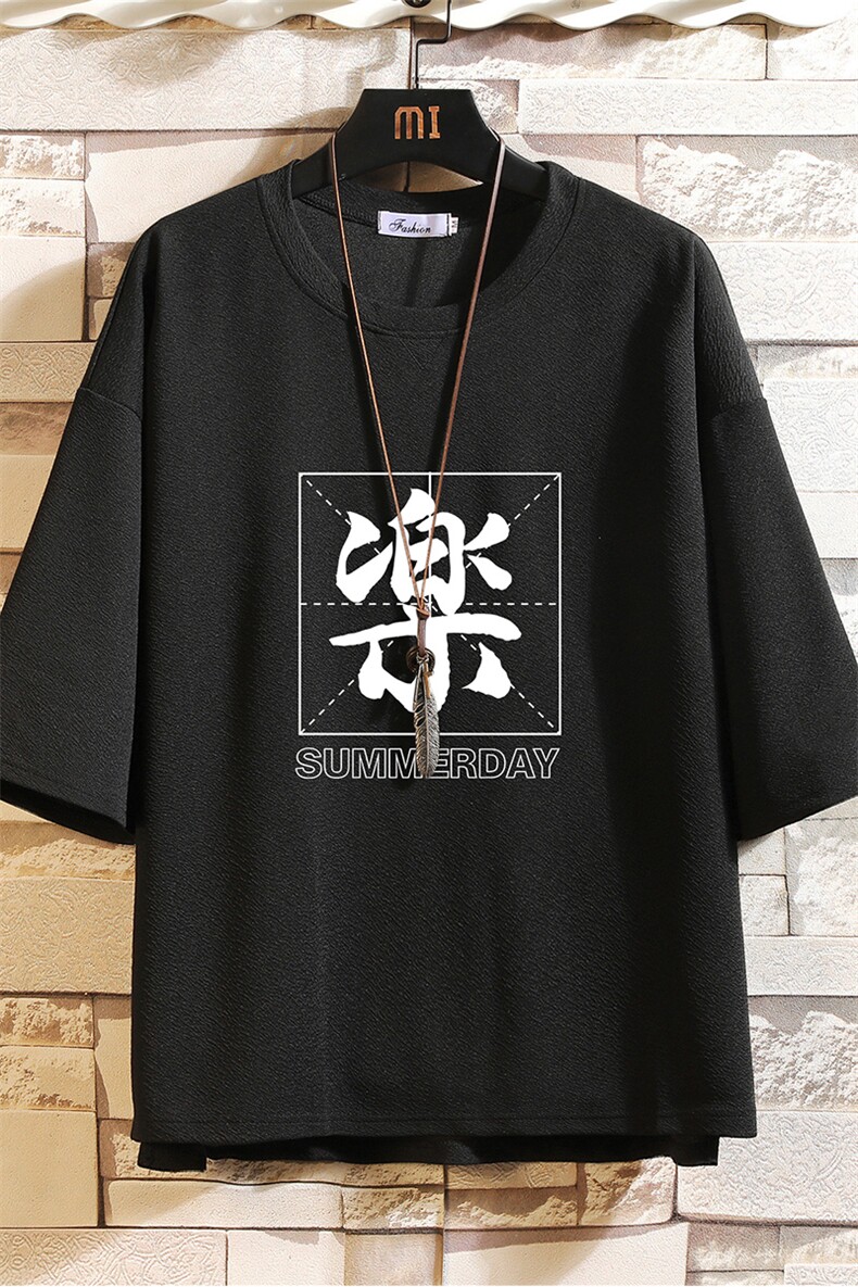 Q11197-P30春夏季七分袖t恤男大码五分袖男短袖中袖砖墙挂拍,男装T恤,电商A040A