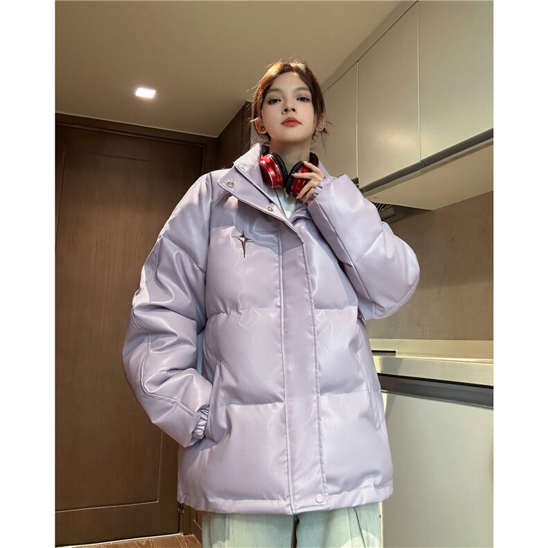 中性 冬季宽松钢印PU皮棉衣潮加厚棉服外套XZ811A-MF199-P125图片