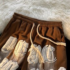 D232A-CF02-P50控68直播高品质美式涂鸦运动休闲裤50棉，男装休闲裤，电商D232A