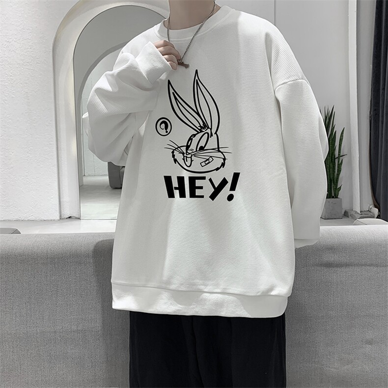 华夫格卫衣圆领卫衣男大码长袖t恤男外套 HW76179-P30加绒款-P40图片