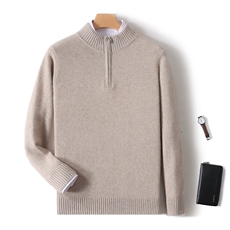 秋冬季新款舒适时尚百搭男士加厚半高拉链羊绒衫男装，男装羊绒套衫，绒韵雅