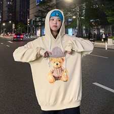 703-W217春秋季情侣印花立体绣花贴帽休闲套头卫衣，男装卫衣，星座703