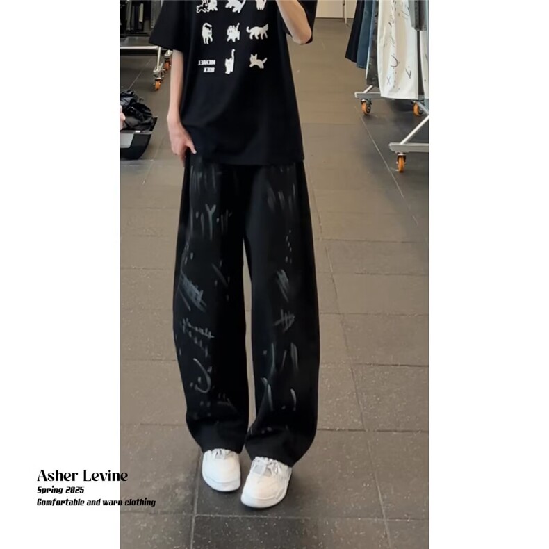 高腰牛仔裤新款重工个性设计感涂鸦复古长裤513ACK2283P40,男装牛仔裤,星座513A