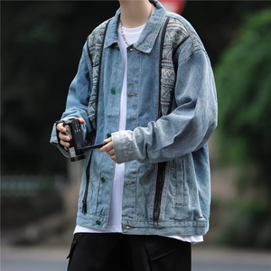A936 P75春秋新款美式复古高级感小众民族风牛仔外套男夹克ins牌图片