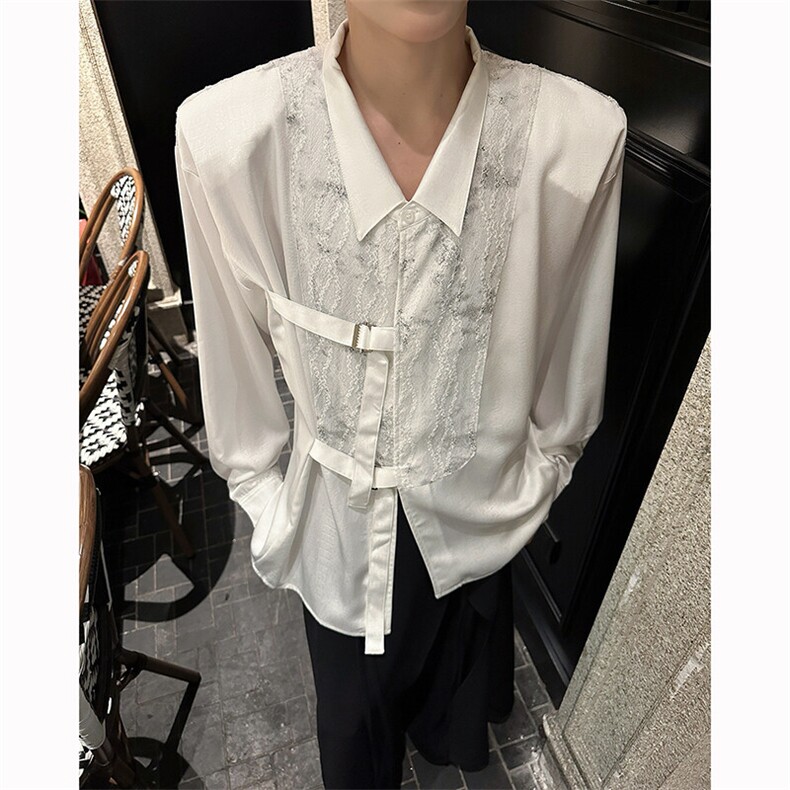 现货！25新中式男士设计感绑带肌理丝滑衬衫CS127-P88图片