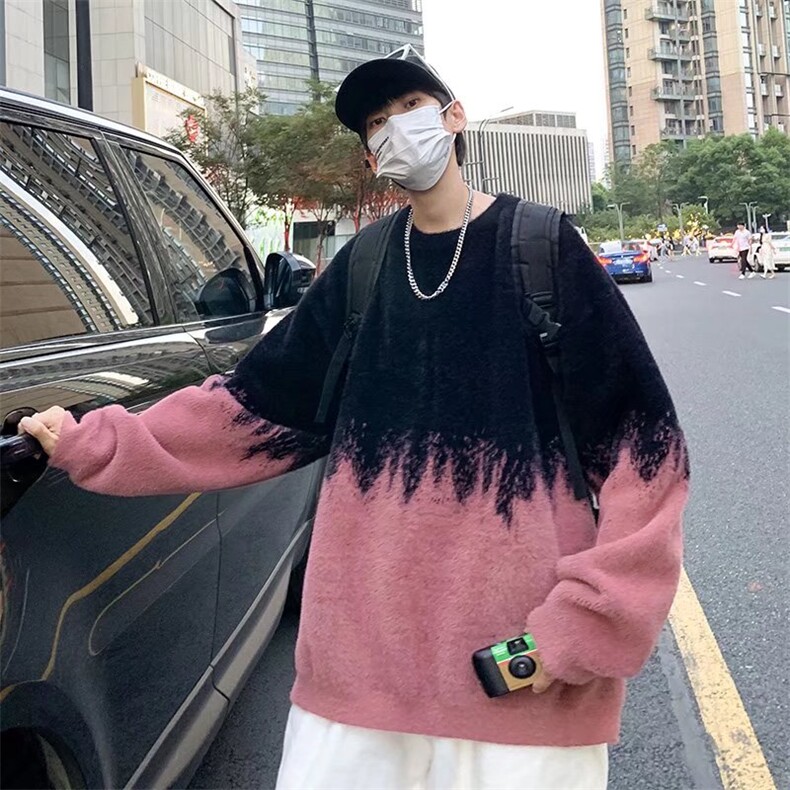扎染毛衣男女BF慵懒风秋冬季嘻哈ins针织衫外套情侣款上衣M13-P45,男装针织衫/毛衣,星座1008-1