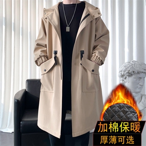 4W件加绒风衣男中长款大衣棉衣男F994薄P95加棉P110爆景一图片