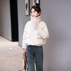 2024年冬季新款现货免洗柔软皮加厚立领面包服韩版小个子羽绒服，女装羽绒服，时尚俏佳人