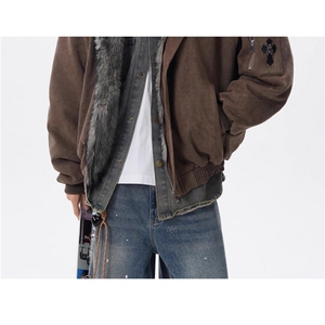 1506-1/MZ1111/P110日系复古美拉德立领羊羔绒棉服男冬季潮牌宽松图片