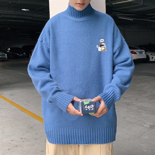 M18239-P45加绒款-P65半高领毛衣男士大码针织衫男毛线衣男，男装针织衫/毛衣，电商A040