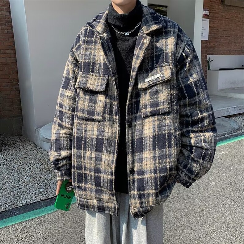 宽松型新款男文艺青春流行潮流衬衫长袖双层内里衬衫QWT06P65图片
