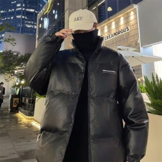 F643P88PU皮衣棉服男冬季潮牌时尚立领宽松加厚保暖情侣棉袄外套，男装皮衣，星座512-6