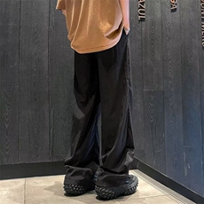 褶皱冰丝裤子男夏季薄款垂感休闲宽松阔腿慵懒直筒长裤H1533-p33，男装休闲裤，星座1008