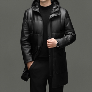 BG-X130冬季男士海宁真皮羽绒服头层牛皮风衣白鸭绒内胆百搭外套图片
