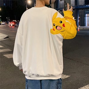 秋冬圆领卫衣男皮卡丘刺绣卫衣港风中性宽松百搭1016-1WY078P35