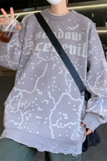 M185/P65新款个性设计感毛衣男简约百搭潮流男士圆领针织衫外套，男装针织衫/毛衣，电商基地A050