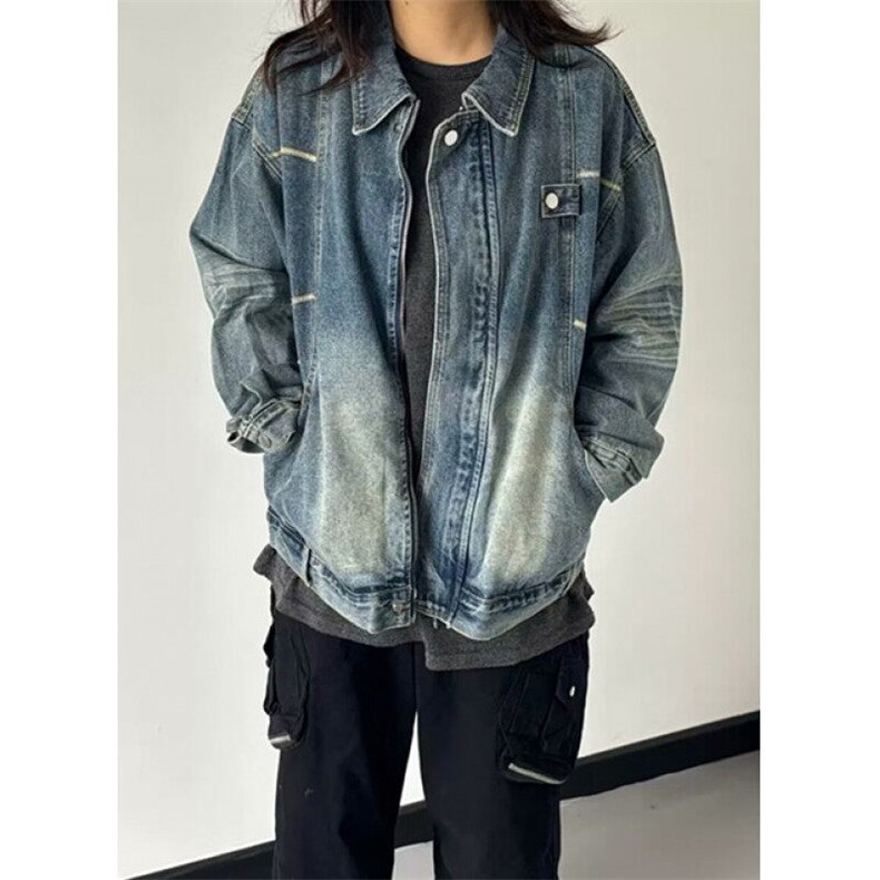 立体解构水洗美式水洗做旧牛仔外套男女春秋蓝色宽松夹克JK8898,男装工装外套,星座1116A（原606A-3）