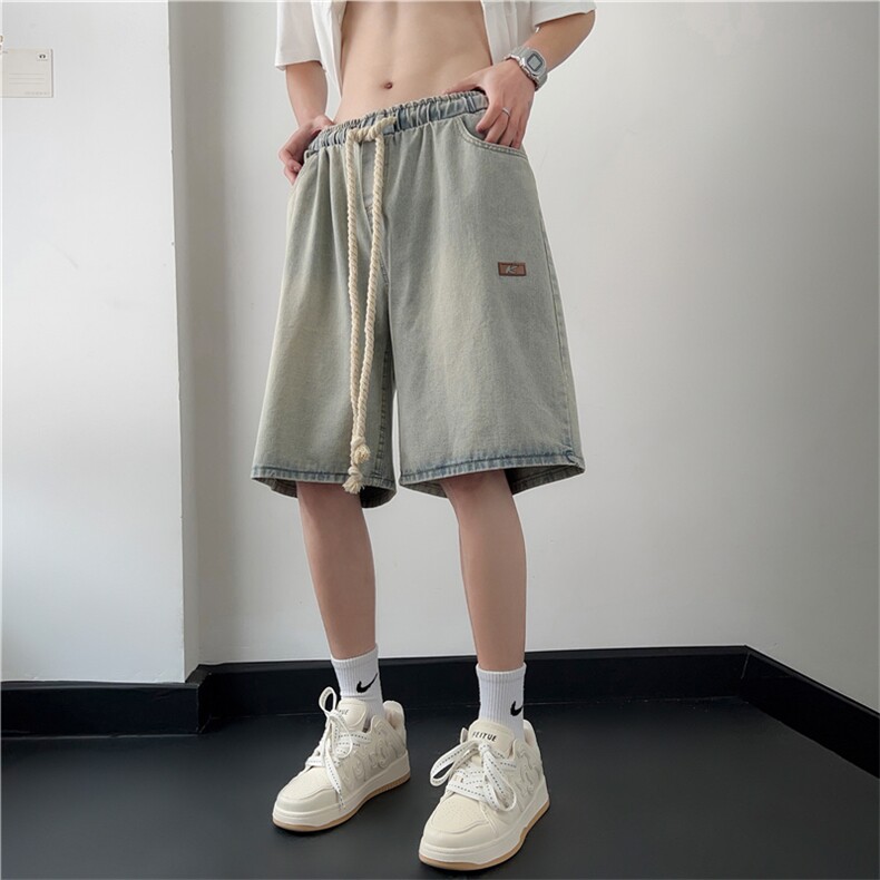 裤子2023新款夏装休闲短裤男港风休闲裤宽松直筒N01635-P38图片