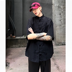 CS12-P50夏季宽松衬衫男休闲新中式风短袖寸衣薄款外套，男装衬衫，电商B327