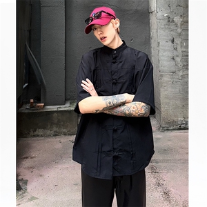 CS12-P50 夏季宽松衬衫男休闲新中式风短袖寸衣薄款外套图片