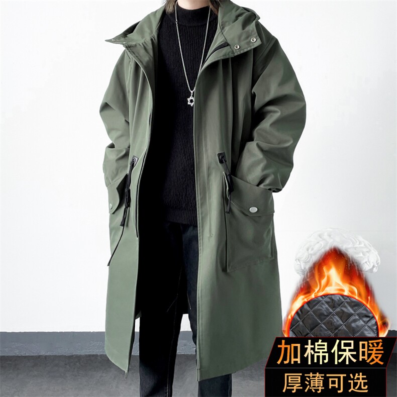 4W件加绒风衣男中长款大衣棉衣男F994薄P95加棉P110港风六图片