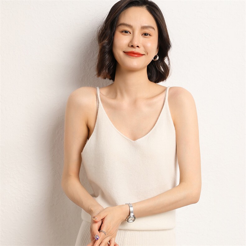 纯色简约百搭精致显瘦减龄无袖纯马甲背心女,女装背心吊带,五色羊羊绒