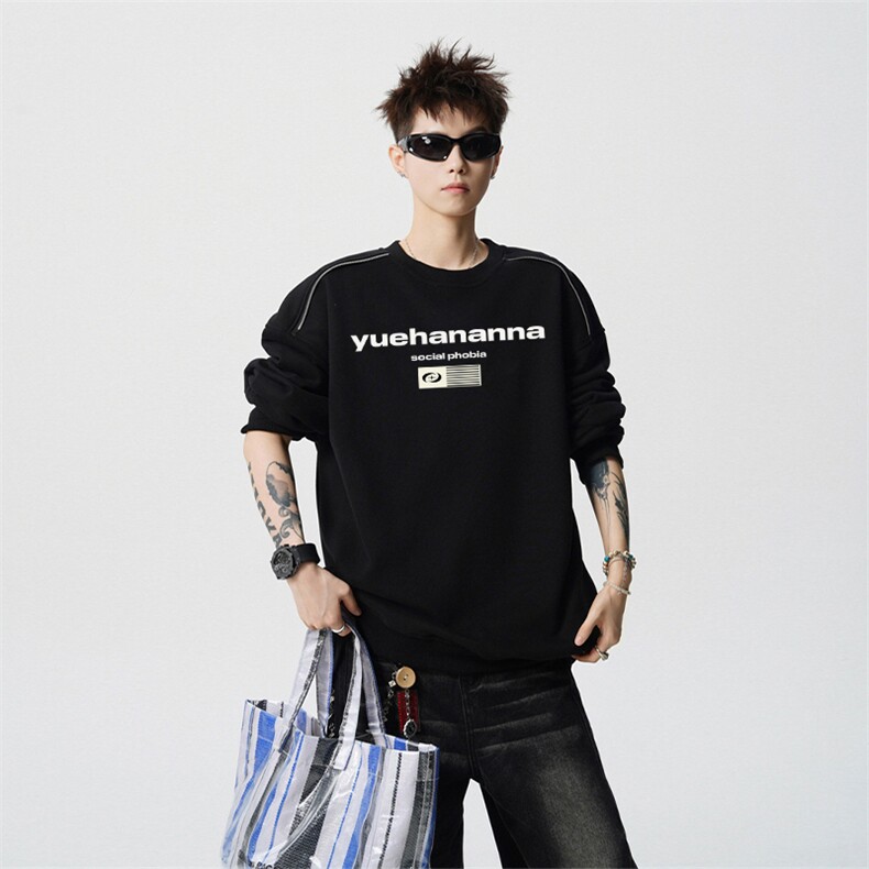 得物供货、重磅420克现货圆领卫衣宽松HD019-1-WY2747LL-P35,男装卫衣,电商019-1