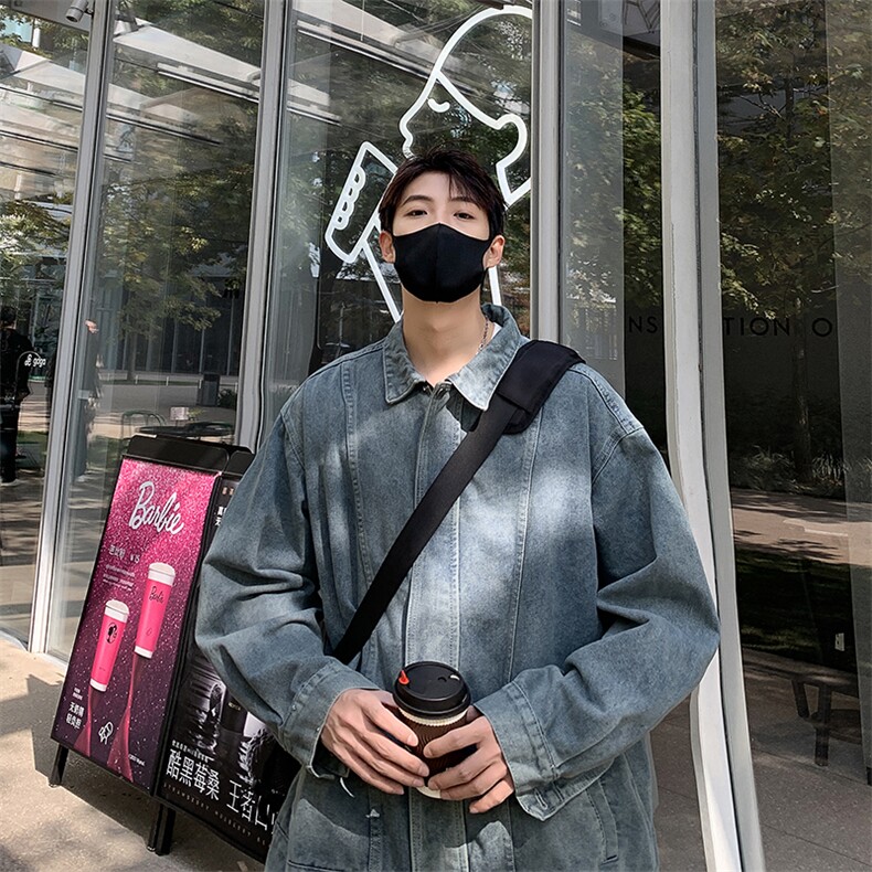 秋季新款牛仔外套男宽松潮牌帅气ins百搭牛仔夹克痞帅牛仔衣,男装夹克,星座410-7