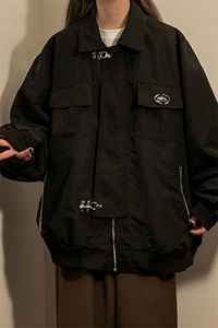 中性风翻领美式复古金属飞机扣可拆卸胸针夹克男JK77769P85控118图片