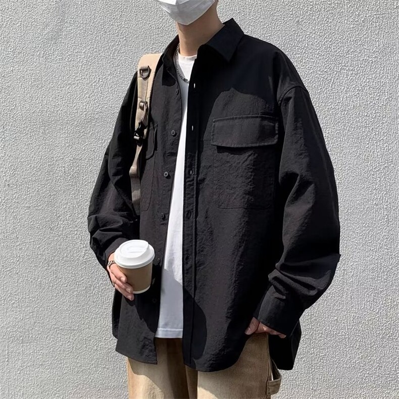 日系男时尚新款潮衬衫标准方领潮百搭慵懒长袖流行秋夏CY155-P37,男装衬衫,星座412