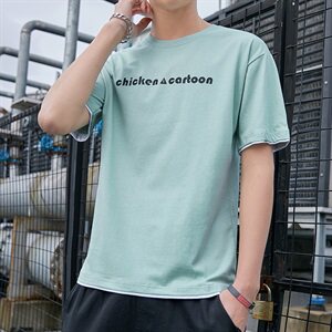 2021夏季新款短袖T恤男黑色打底衫潮牌潮流印花男士体恤T602图片