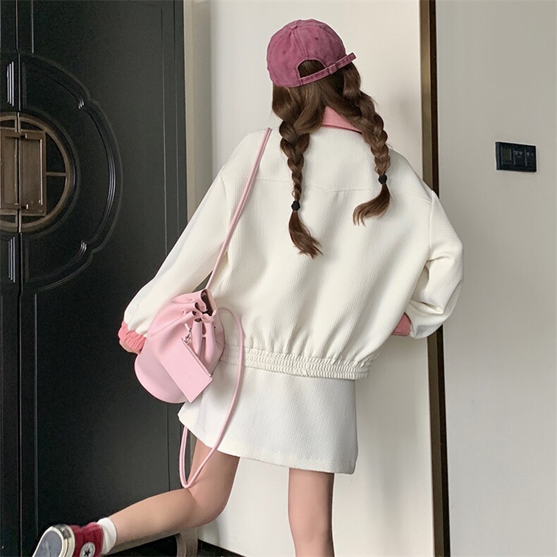韩版棒球服上衣半身裙两件套女春秋季2025新款甜酷风外套减龄套装,女装套装/套裙,浙宝276（原081）