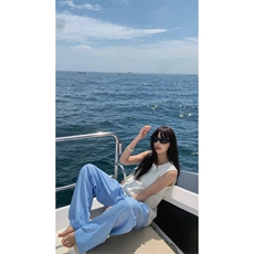 山本裤蓝色条纹休闲裤子女W18-P38，男装休闲裤，星座1007（原301D）