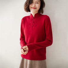 优雅盘扣半高领女士羊绒衫时尚百搭显瘦保暖毛衣，女装羊绒衫，迎冬羊绒