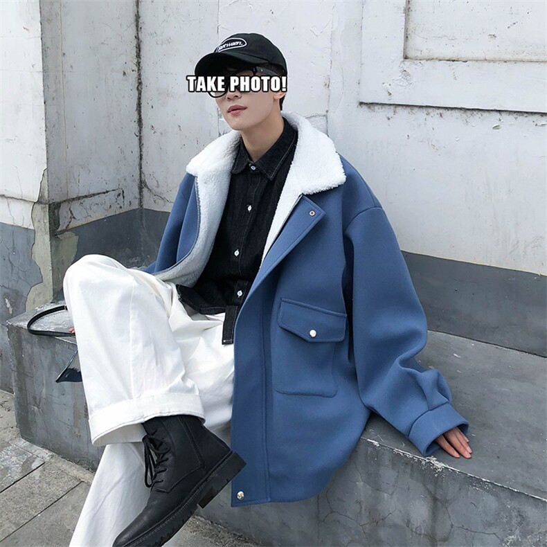 TP98N58毛呢羊羔毛棉服加绒加厚OVERSIZE韩版宽松上衣外套图片