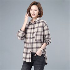 格子衬衫女长袖保暖冬2021春秋新款宽松加厚百搭打底衫衬衣多色可选，女装衬衫，伊满意