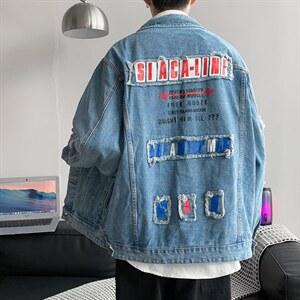 男秋季外套潮牌街头牛仔夹克R002P65图片