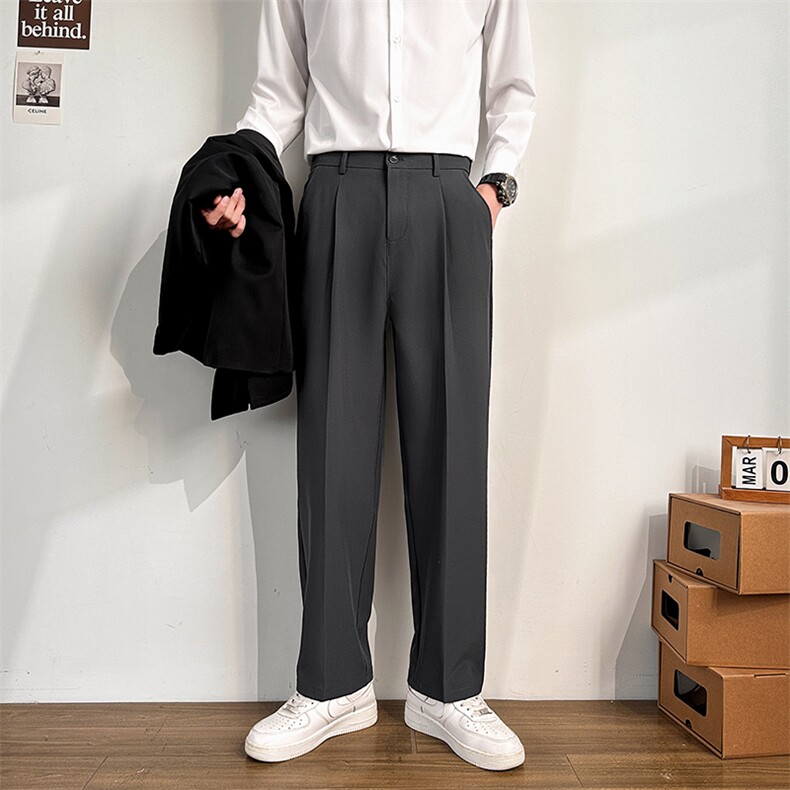 217-2-HK2358春季新款宽松直筒休闲裤男垂感西装裤小西裤,男装西服套装,星座217-2