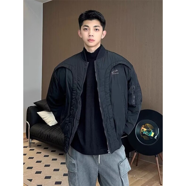 【网图现货】灰色飞行夹克刺绣款加厚棒球服男8520/特P90,男装棉衣,星座205-3